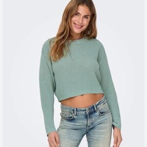 Teal Ribbed V-Neck Sweater